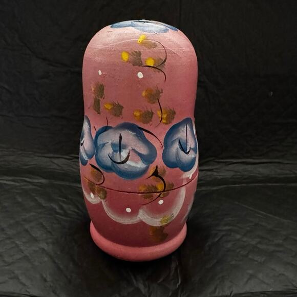 VTG Hand-painted Matryoshka Russian Wood Nesting Dolls Set of 5 - Picture 3 of 15